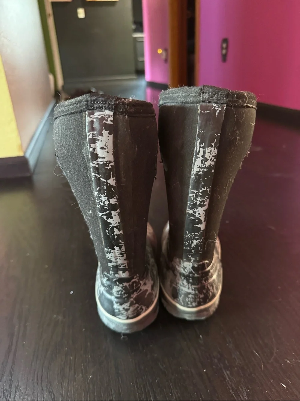 Target Kids Black and Silver Marble Rain & Snow Boots